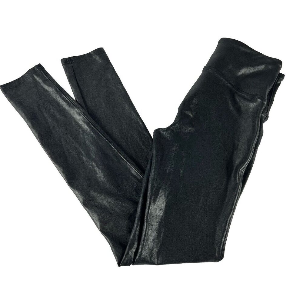 Spanx by Sara Blakely Women’s Black Faux Leather Pull Up Leggings Size Medium